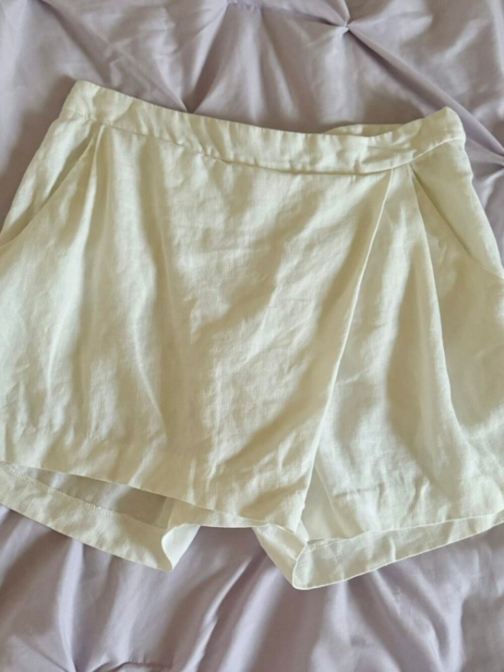 For the Republic- White Linen Skort Petite